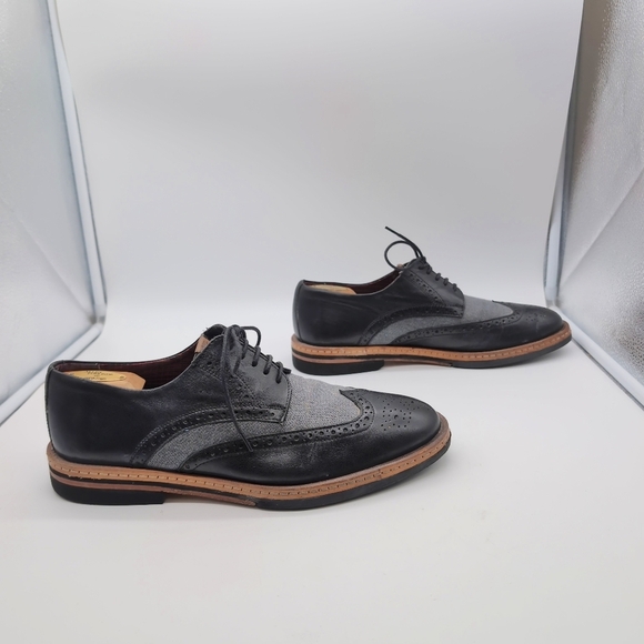Ben Sherman Black/Gray sz 11.5 Oxfords Leather Wingtip Design - Picture 5 of 10